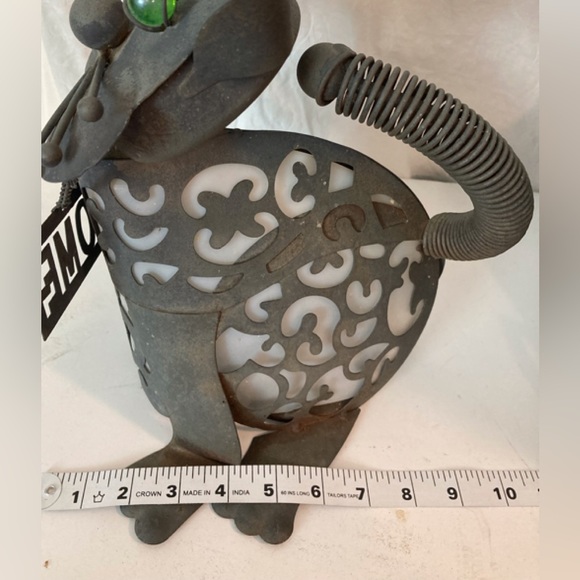 Steampunk Cat Welcome Art Metal Cat  Lantern Welded W/ Green Glass Eyes - Picture 11 of 16